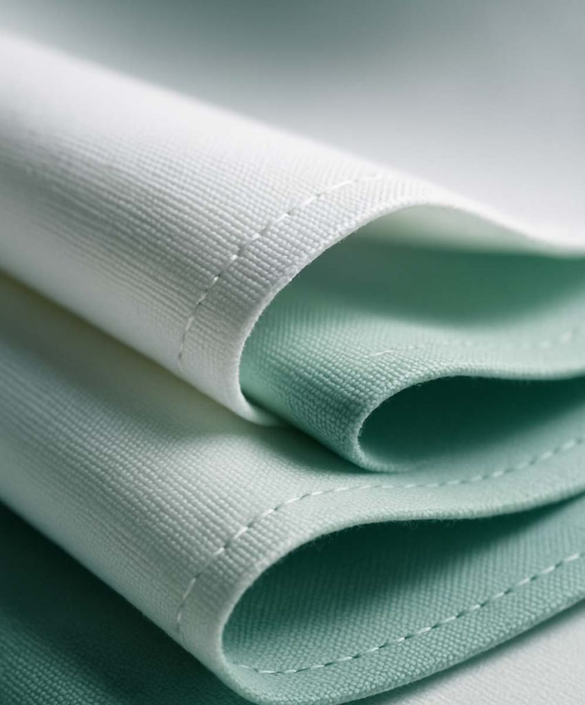 Antibakterijski materijal medicinskih uniformi bele i rezedo boje sa preciznim šavovima i visokom otpornošću na habanje